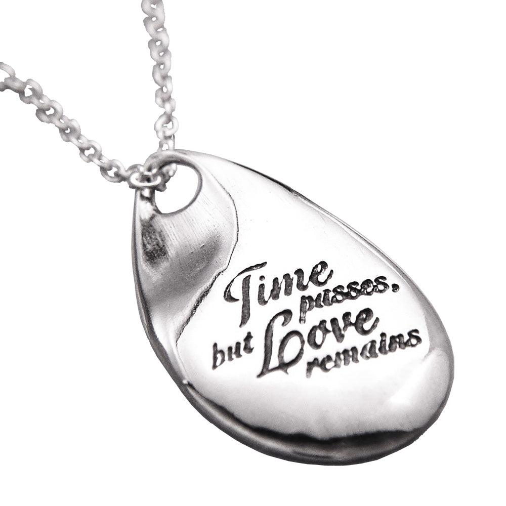 Time Passes but Love Remains - Teardrop Pendant Necklace