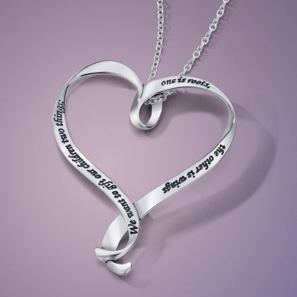 We Want to Gift Our Children Two Things - Heart Ribbon Necklace
